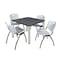 Kee Kee Square Table & Chair Set, Wood, Metal, Plastic Top, Grey TB3636GYBPCM47GY - alternate 1